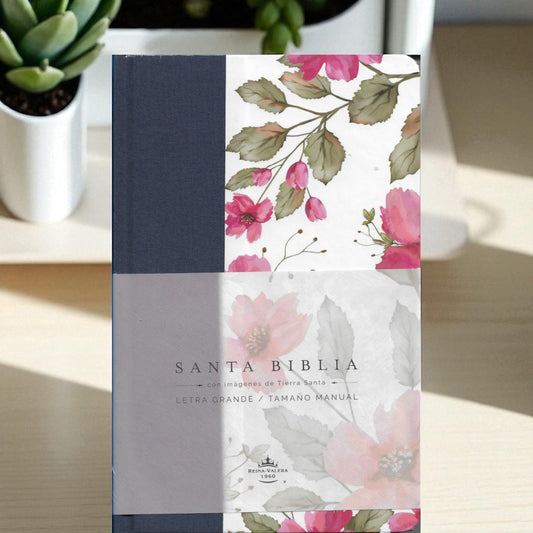 BIBLIA TAMAÑO MANUAL - FLORES AZUL